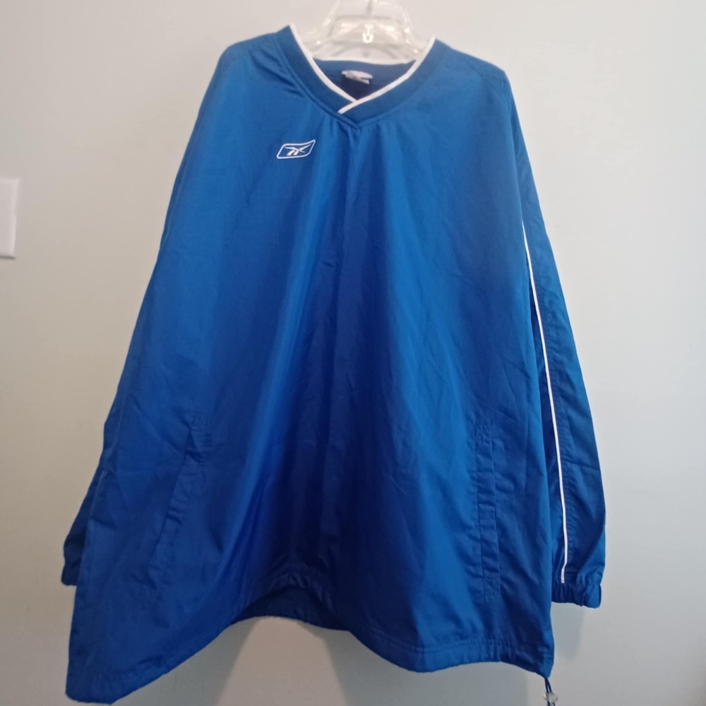 Vintage 90’s Reebok Men’s Blue V Neck Windbreaker‎ Pullover Size 2XL Y2K